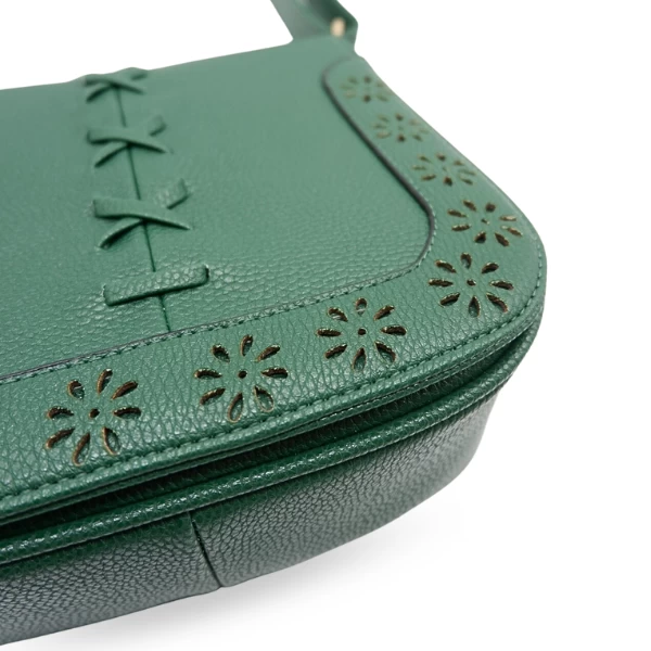 CAMELA - Green Vegan Leather Saddle Bag - Image 6