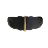 INGRID - Women's Brown Genuine Leather Skinny Belt With Oval Gold Buckle