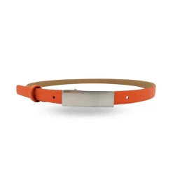 KIMBERLY- Womens Orange Genuine Leather Belt With Silver Buckle