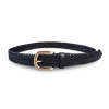 ERSKINVILLE- Addison Road Black Plaited Leather Belt With Gold Buckle
