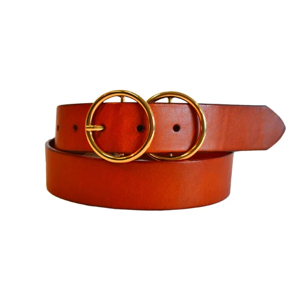 TOWNSVILLE - Women's Tan Double Ring Leather Belt - Image 2