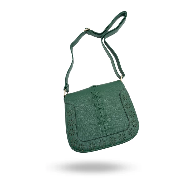 CAMELA - Green Vegan Leather Saddle Bag