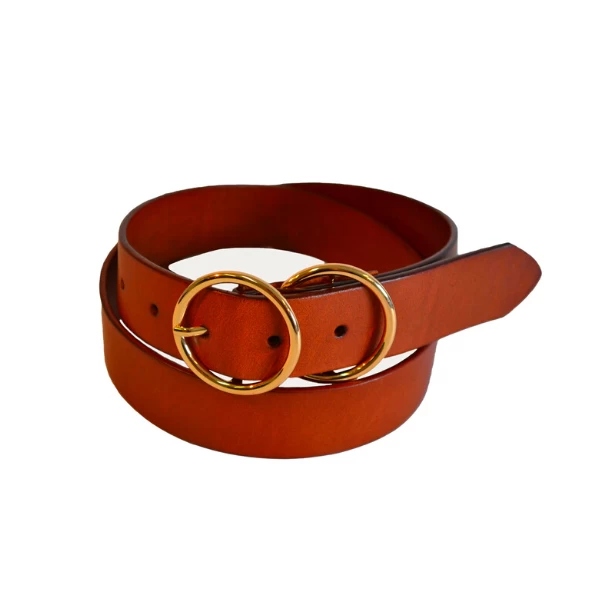 TOWNSVILLE - Women's Tan Double Ring Leather Belt - Image 3