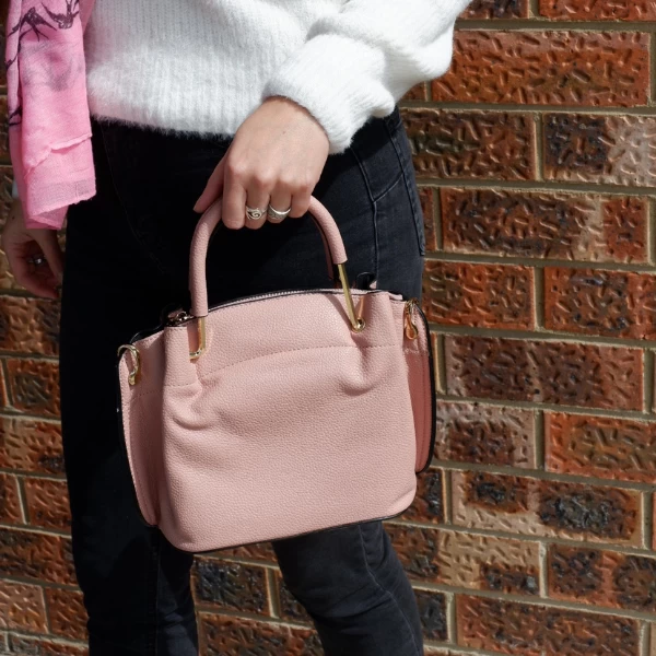 LUCY - Red Vegan Leather Handbag & Crossbody Bag - Image 5