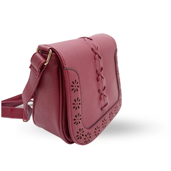 CAMELA - Red Vegan Leather Saddle Shoulder Bag - Image 2
