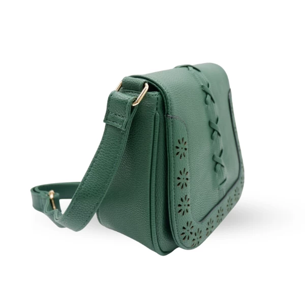 CAMELA - Green Vegan Leather Saddle Bag - Image 2