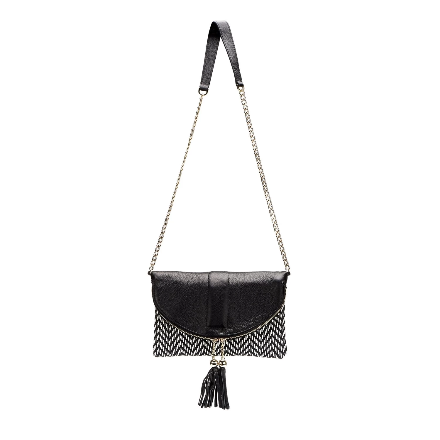 CHISWICK - Addison Road Black & White Weave Crossbody Bag - Image 2