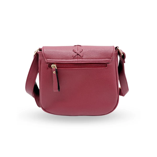CAMELA - Red Vegan Leather Saddle Shoulder Bag - Image 3