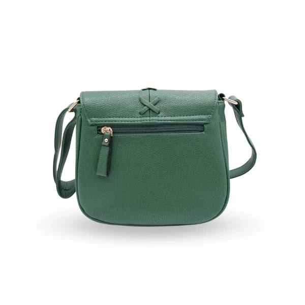 CAMELA - Green Vegan Leather Saddle Bag - Image 3