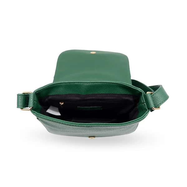 CAMELA - Green Vegan Leather Saddle Bag - Image 5