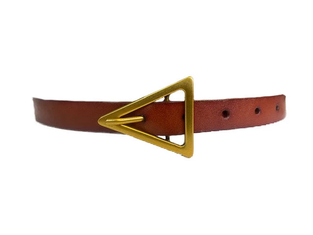 SUNBURY - Women's Tan Genuine Leather Belt With Triangle Buckle - Image 3
