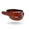 ESPERANCE - Women's Tan Genuine Leather Belt With Round Silver Buckle