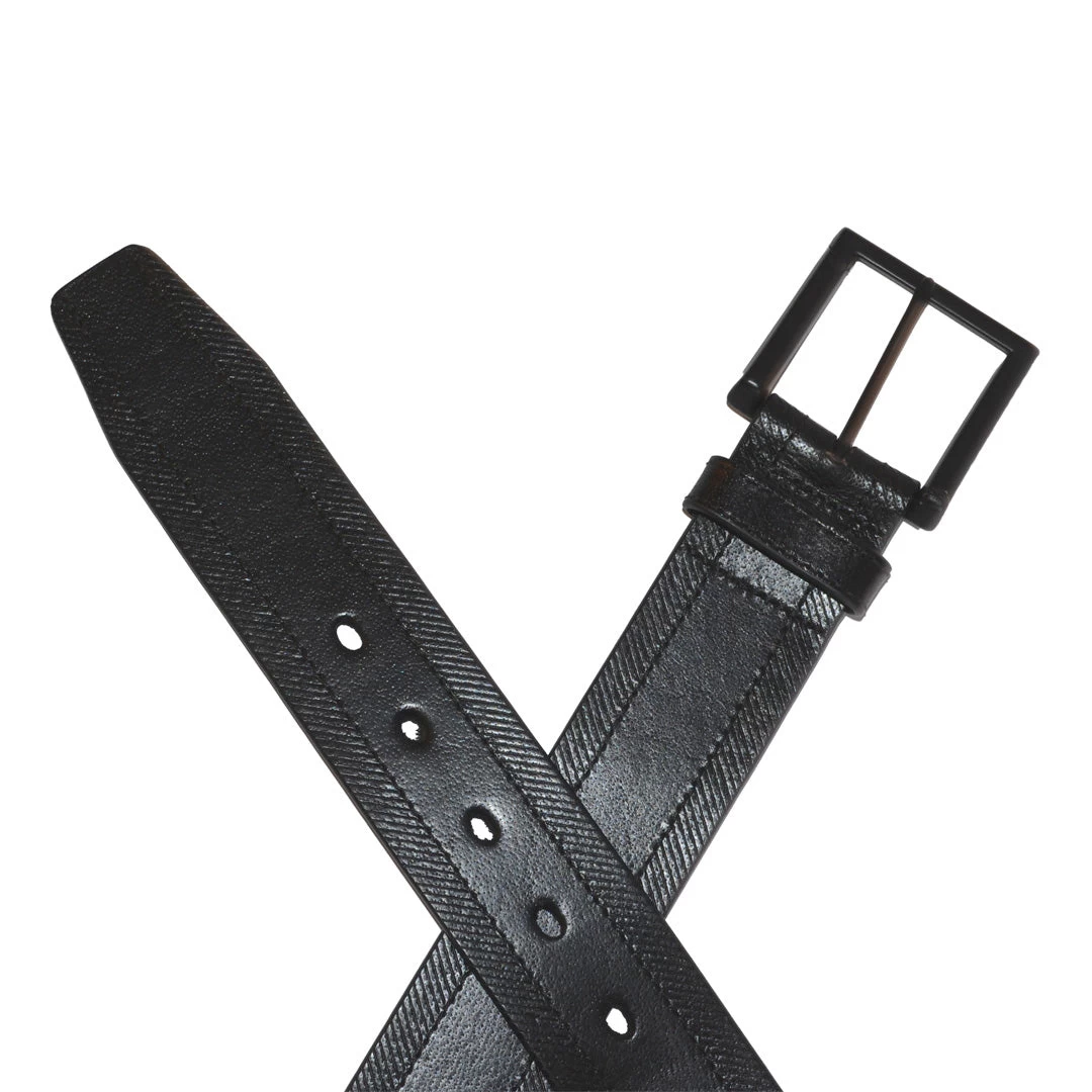 ADAM - Mens Black Genuine Leather Belt With Black Pin Buckle - Image 2