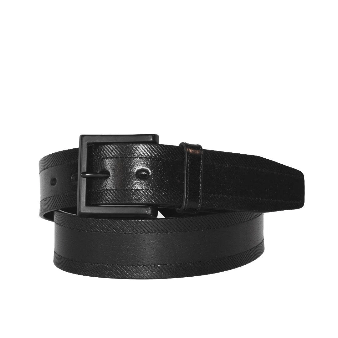 ADAM - Mens Black Genuine Leather Belt With Black Pin Buckle