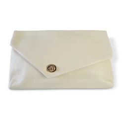 CENTENNIAL PARK - Cream Pebbled Leather Clutch