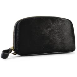 CARMICHAEL - Ladies Black Leather Cowhide Wristlet Wallet Purse
