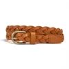 CAROL - Womens Tan Genuine Leather Plaited Belt
