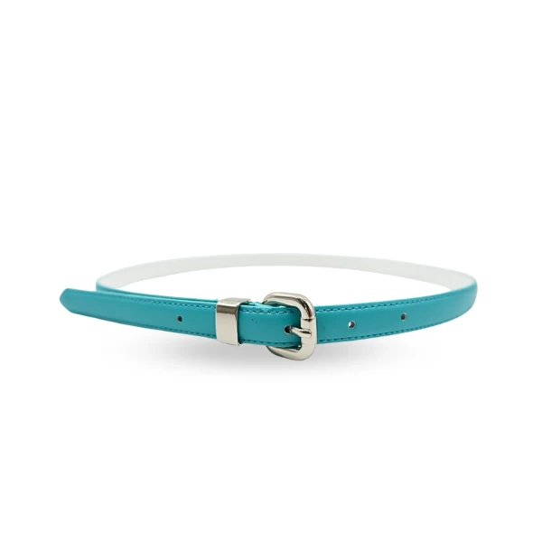 CARRIE - Womens Turquoise Aqua Blue Genuine Leather Belt With Silver Buckle