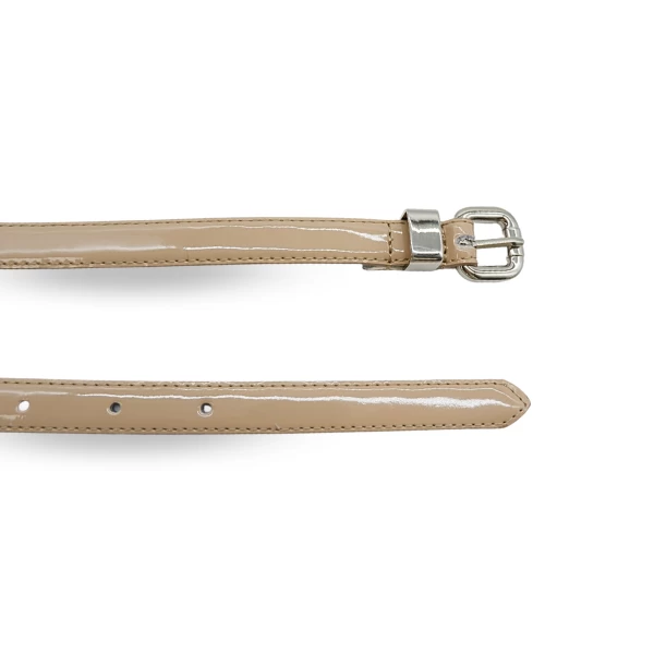 CARRIE - Womens Beige Leather Patent Belt - Image 2