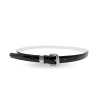CARRIE - Womens Black Patent Skinny Leather Belt With Silver Buckle