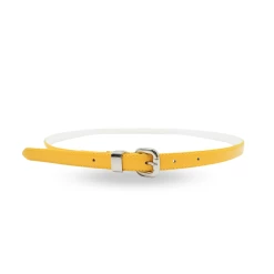 CARRIE - Womens Yellow Skinny Patent Leather Belt