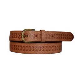 PALUMIA - Women's Plus Size Embossed Tan Genuine Leather Belt