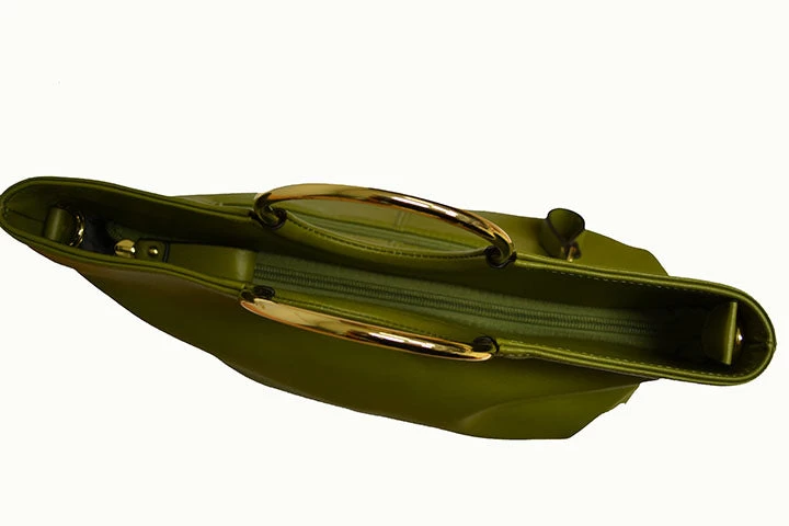 MILLFIELD - Womens Green Leather Ring Handle Tote Shoulder Crossbody Bag - Image 2