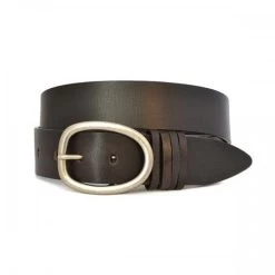 EDWIN - Mens Dark Brown Leather Dress Belt
