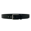 FABIAN - Mens Black Genuine Leather Textured Belt With Silver Buckle