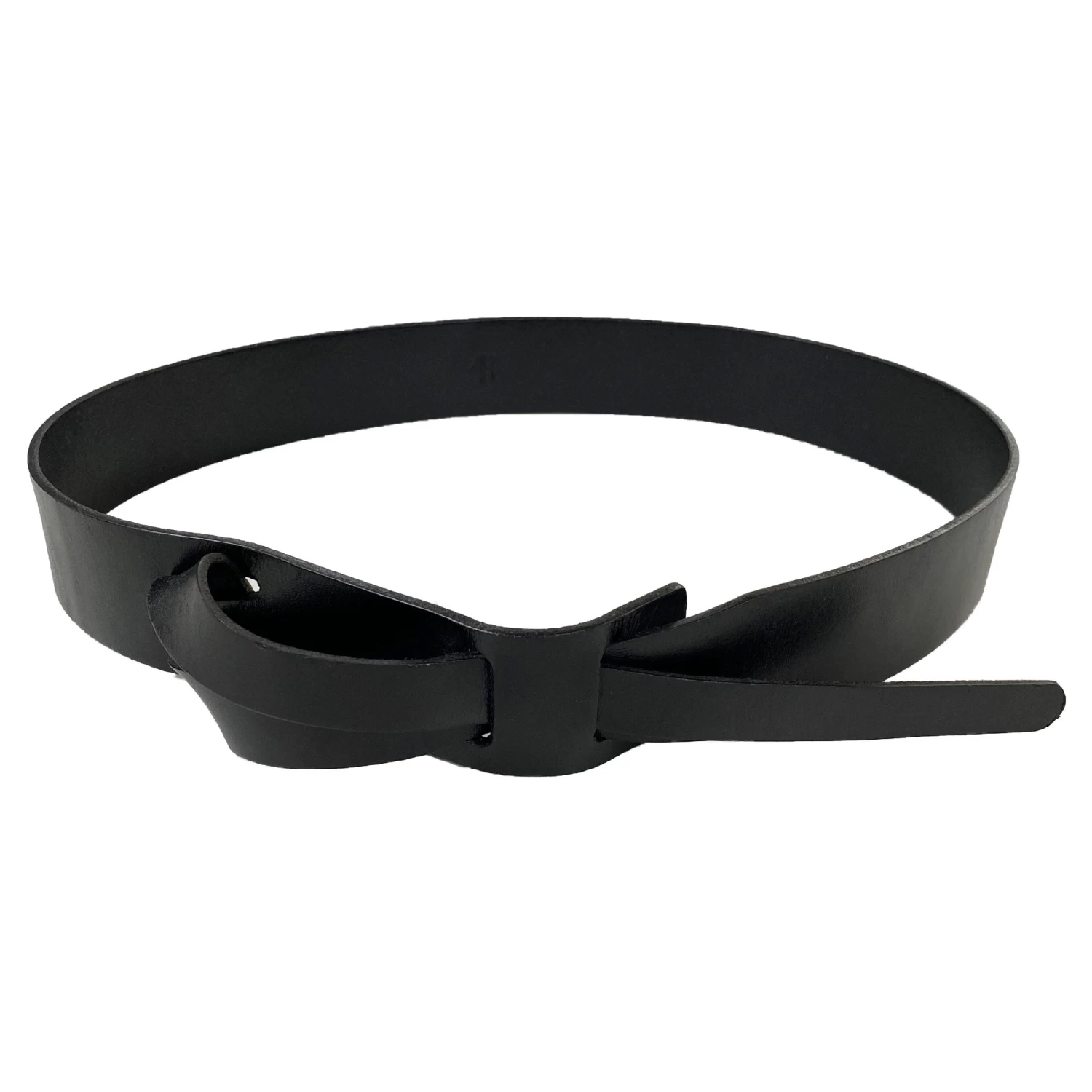 FRESHWATER - Black Genuine Leather Knot Waist Belt - Image 2