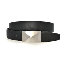 HADLEY - Mens Black Leather Reversible Belt