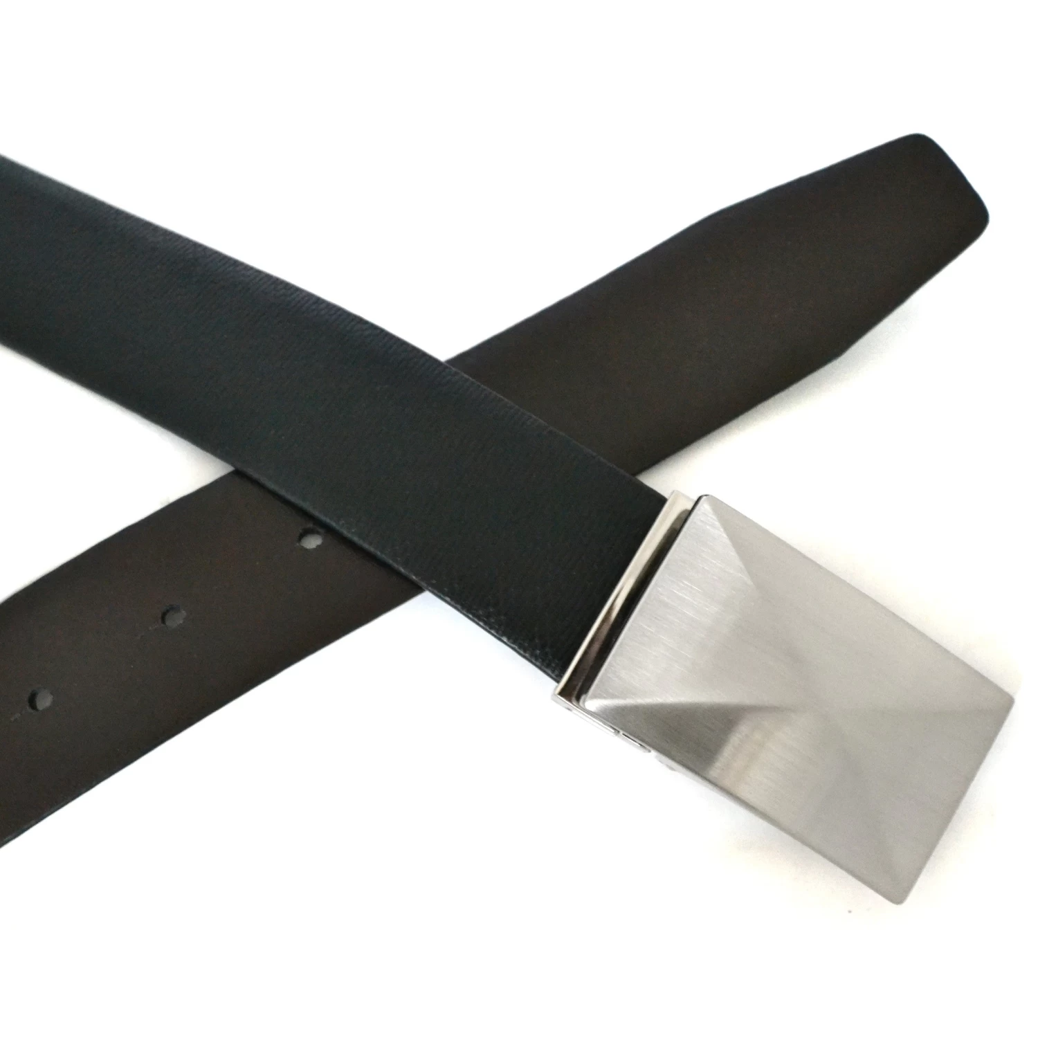 HADLEY - Mens Black Leather Reversible Belt - Image 5