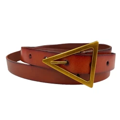 SUNBURY - Women's Tan Genuine Leather Belt With Triangle Buckle