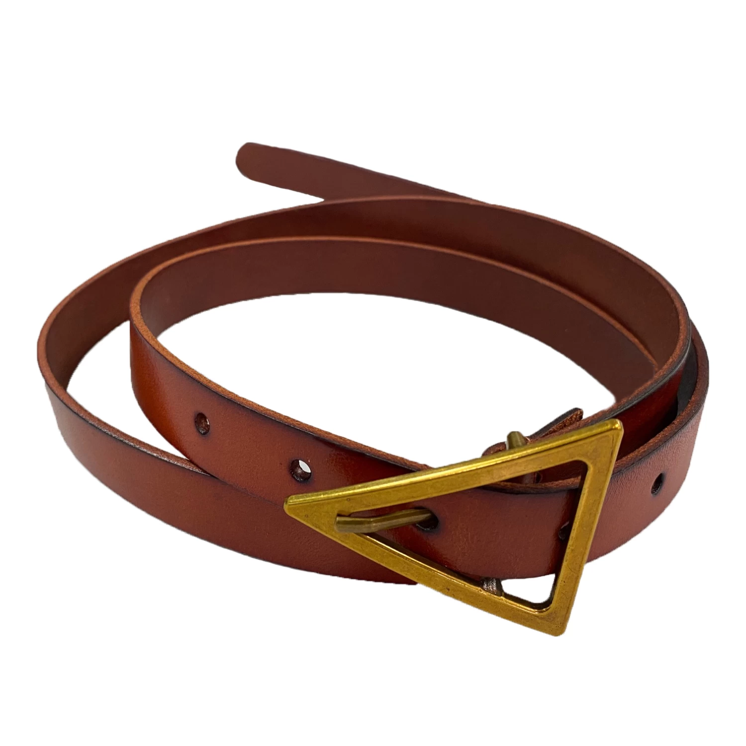 SUNBURY - Women's Tan Genuine Leather Belt With Triangle Buckle - Image 6