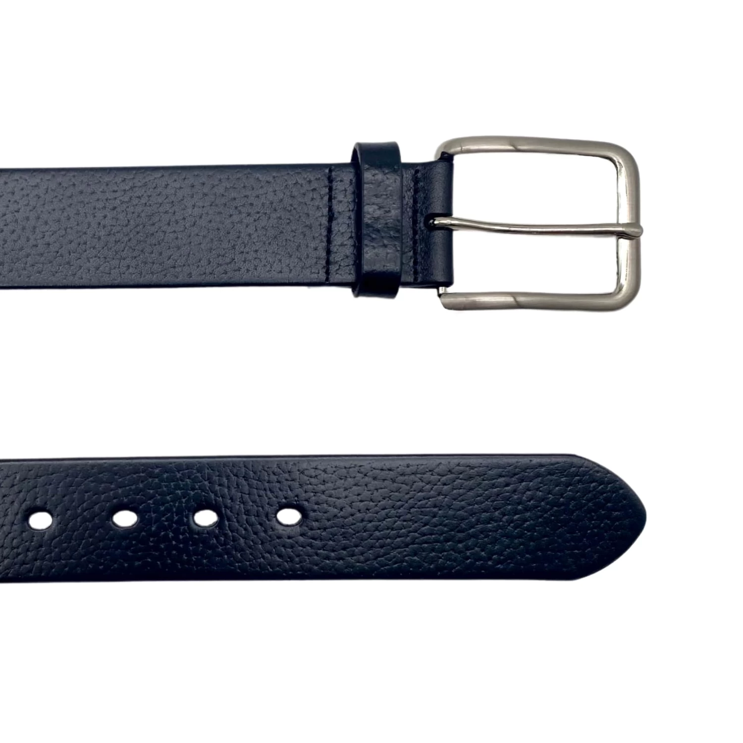 JARROD - Men's Black Genuine Leather Belt With Silver Buckle - Image 3