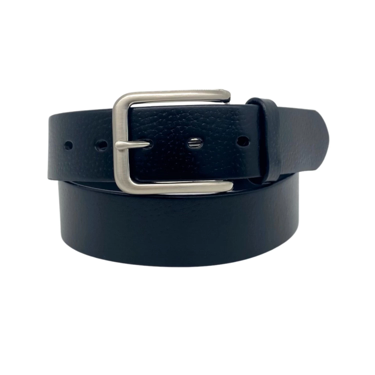 JARROD - Men's Black Genuine Leather Belt With Silver Buckle - Image 2