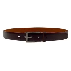 JOE - Men's Dark Brown Genuine Leather Belt With Gunmetal Pin Buckle