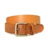 LLOYD - Mens Light Brown Leather Crackle Detail Belt With Silver Buckle