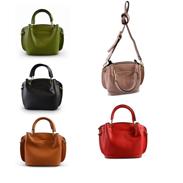 LUCY - Red Vegan Leather Handbag & Crossbody Bag - Image 3