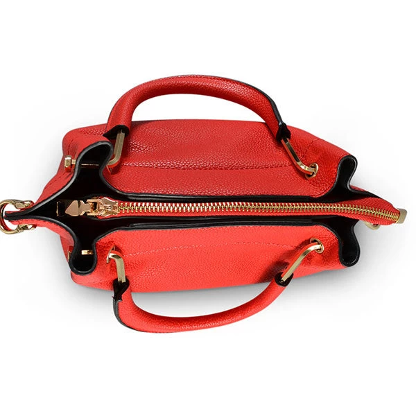 LUCY - Red Vegan Leather Handbag & Crossbody Bag - Image 2