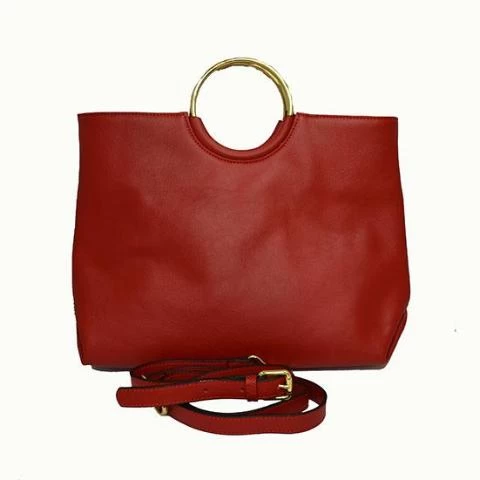 MILLFIELD - Women's Red Leather Ring Handle Tote Shoulder Crossbody Bag - Image 2