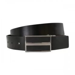 BOND - Mens Black And Brown Reversible Bonded Leather Belt