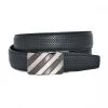 TOBY - Mens Black Leather Ratchet Dress Belt