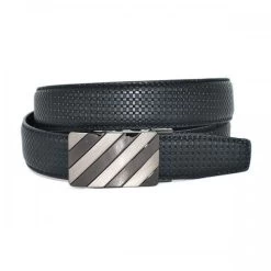TOBY - Mens Black Leather Ratchet Dress Belt