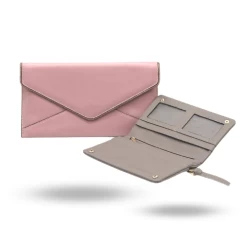 Gift Set | CASTLECRAG Women's Light Pink Genuine Leather Clutch With Zipper Detailing & CREMORNE Women's Grey Genuine Leather Fold Wallet