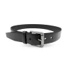 AARON - Mens Black Genuine Leather Belt With Silver Buckle