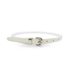 CARRIE - Womens Off-White Patent Skinny Leather Belt With Silver Buckle