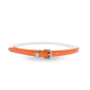 CARRIE - Orange Patent Skinny Leather Belt With Silver Buckle