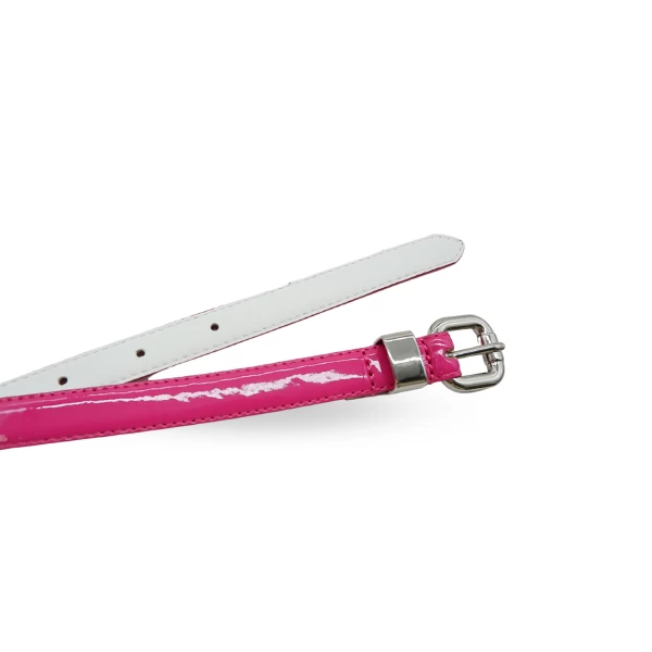 CARRIE - Womens Pink Patent Skinny Leather Belt - Image 3