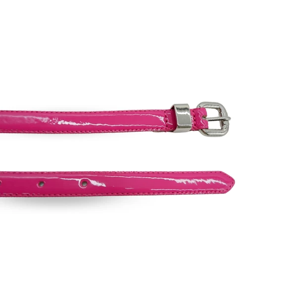 CARRIE - Womens Pink Patent Skinny Leather Belt - Image 2